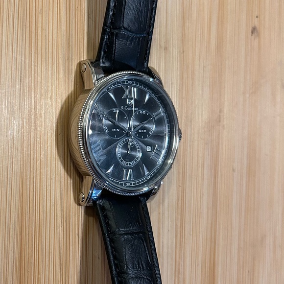 S Coifman Watch With 43mm Black Chronograph Face & Black Leather Band - Picture 4 of 5